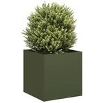 vidaXL Jardinière vert olive 40x40x40 cm acier laminé à froid
