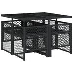 vidaXL Ensemble à manger de jardin coussins 5Pièces noir résine tressée