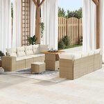 vidaXL Ensemble de canapé de jardin 11 Pièces Beige polyrotin
