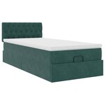 vidaXL Lit ottoman avec matelas et LED Vert foncé 80x200cm velours