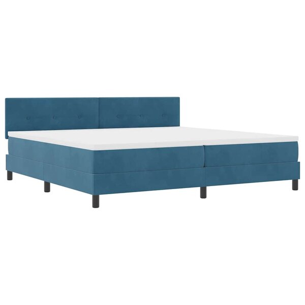 vidaXL Lit à ressort LED avec matelas Bleu foncé 200 x 200 cm Velours