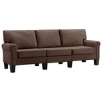 vidaXL Canapé à 3 places Marron Tissu