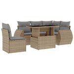 vidaXL Salon de jardin avec coussins 6 Pièces beige résine tressée
