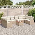 vidaXL Ensemble de canapé de jardin 11 Pièces Beige et blanc