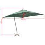 vidaXL Parasol suspendu avec poteau en aluminium 300x300 cm vert