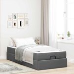 vidaXL Cadre de lit avec matelas Gris foncé 90 x 190 cm tissu