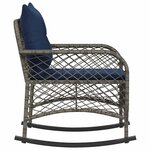 vidaXL Chaise à bascule de jardin avec coussins gris résine tressée