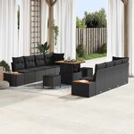 vidaXL Ensemble de canapé de jardin 11 Pièces Noir Poly rotin