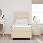 vidaXL Lit à ressorts avec matelas Crème 90 x 190 cm tissu