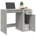 Bureau table poste de travail meuble d'ordinateur informatique étude 100 x 49 x 75 cm bois d'ingénierie gris 02_0023824