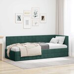 vidaXL Cadre de lit d'angle Vert foncé 80 cm x 200 cm tissu