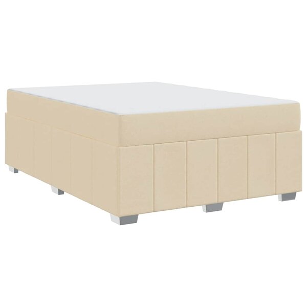 vidaXL Cadre de lit avec matelas Crème 140 x 200 cm tissu