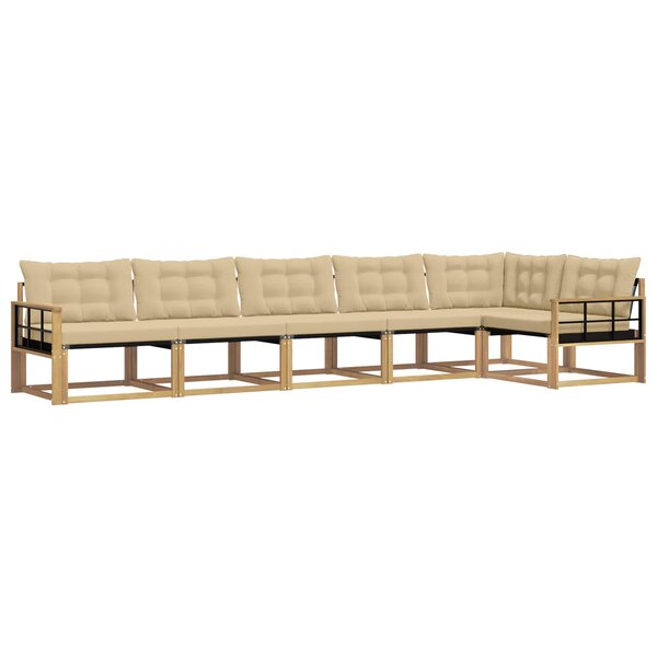 vidaXL Ensemble de canapés d'extérieur 6 pc Blanc et Beige