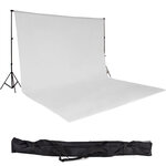 Tectake Toile de fond Photo Vidéo 3 m x 6 m + Sac - blanc