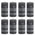 Bolsius bougies pilier rustiques 8 pièces 100x50 mm anthracite