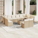 vidaXL Salon de jardin avec coussins 13 Pièces beige résine tressée