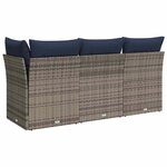 vidaXL Canapé de jardin avec coussins 3 places gris résine tressée