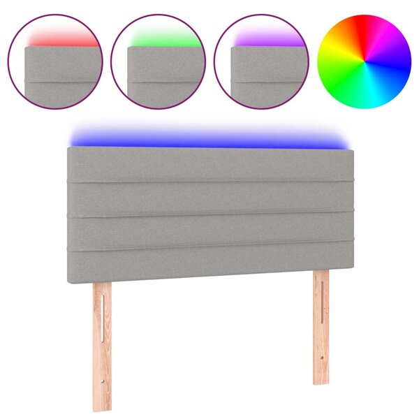 vidaXL Tête de lit à LED Gris clair 90x5x78/88 cm Tissu