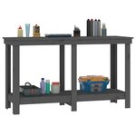 vidaXL Banc de travail Gris 140x50x80 cm Bois de pin massif