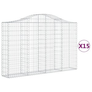 vidaXL Paniers à gabions arqués 15 Pièces 200x30x120/140 cm Fer galvanisé