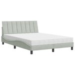 vidaXL Lit avec matelas Hanko gris clair 140x190 cm velours