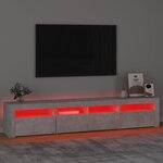 vidaXL Meuble TV avec lumières LED Gris béton 210x35x40 cm