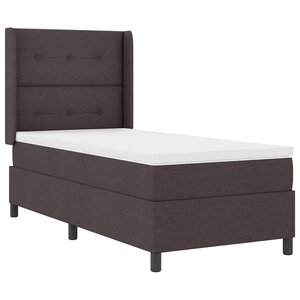 vidaXL Lit à ressorts avec matelas Marron foncé 90 x 190 cm tissu