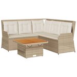 vidaXL Salon de jardin avec coussins 4 Pièces beige résine tressée