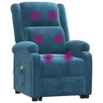 vidaXL Fauteuil de massage Bleu Velours