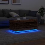 vidaXL Table basse avec lumières LED vieux bois 90x50x40 cm