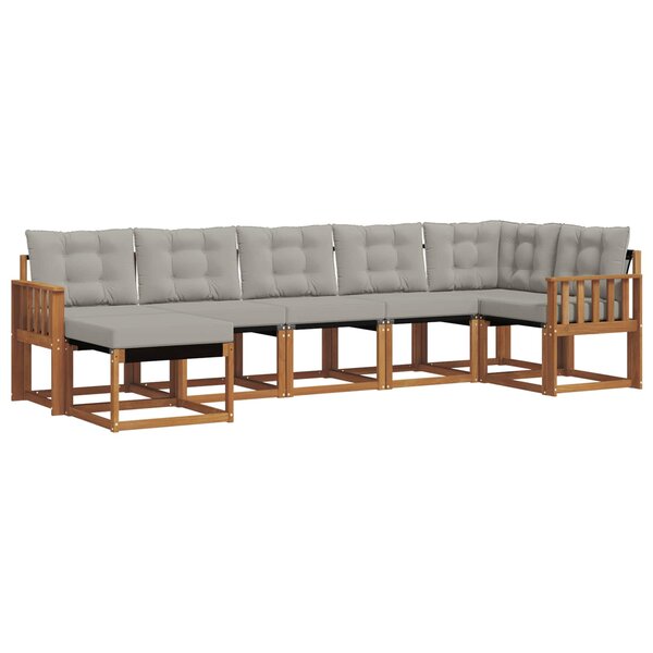 vidaXL Ensemble de canapés d'extérieur 7 pc Gris Naturel et Clair