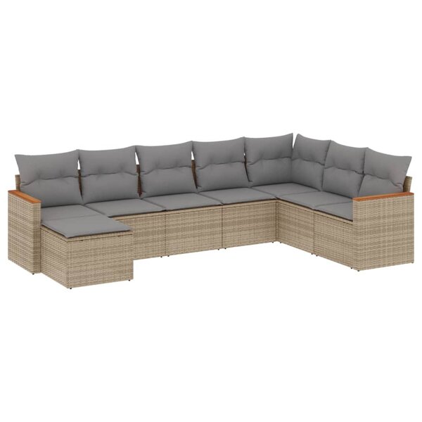 vidaXL Salon de jardin avec coussins 8 Pièces beige résine tressée