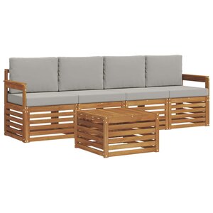 vidaXL Ensemble de canapés d'extérieur 5 pc Gris Naturel et Clair