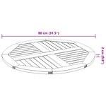 vidaXL Dessus de table Ø80x2 2 cm rond bois massif d'acacia