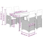 vidaXL Ensemble de bistro de jardin 5 Pièces coussins gris poly rotin