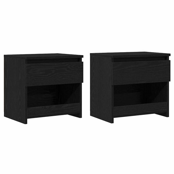 vidaXL Cabinet de chevet avec tiroir 2 Pièces Chêne noir 40 x 30 x 39 cm
