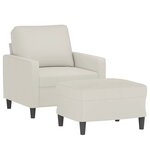 vidaXL Fauteuil avec repose-pied Crème 60 cm Velours