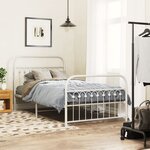 vidaXL Cadre de lit métal sans matelas et pied de lit blanc 100x200 cm