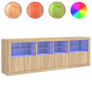 vidaXL Buffet avec lumières LED chêne sonoma 202x37x67 cm