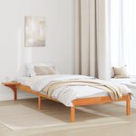 vidaXL Cadre de lit avec tables de chevet Marron Marron cire