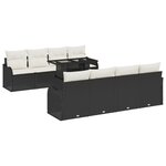 vidaXL Ensemble de canapés de jardin 9 pièces noir avec coussins en poly rattan