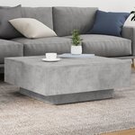 vidaXL Table basse avec lumières LED gris béton 80x80x31 cm