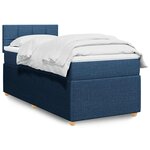 vidaXL Sommier à lattes de lit avec matelas Bleu 90x200 cm Tissu