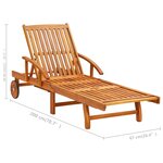 vidaXL Chaise longue de jardin avec table et coussin Bois d'acacia