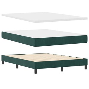 Lit à ressorts vidaXL avec matelas vert foncé 140x190 cm en velours
