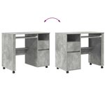 vidaXL Bureau avec roulettes avec tiroir Chêne Béton 91 x 50 x 77 cm