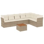 vidaXL Salon de jardin avec coussins 8 Pièces beige résine tressée