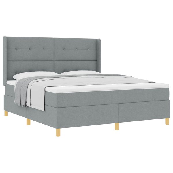 vidaXL Lit à ressorts avec matelas Gris clair 180 x 200 cm tissu