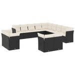 vidaXL Salon de jardin avec coussins 13 Pièces noir résine tressée