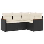 vidaXL Salon de jardin 4 Pièces avec coussins noir résine tressée